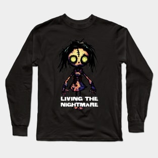 Creepy Scary Doll Living The Nightmare October 31st Horror Long Sleeve T-Shirt